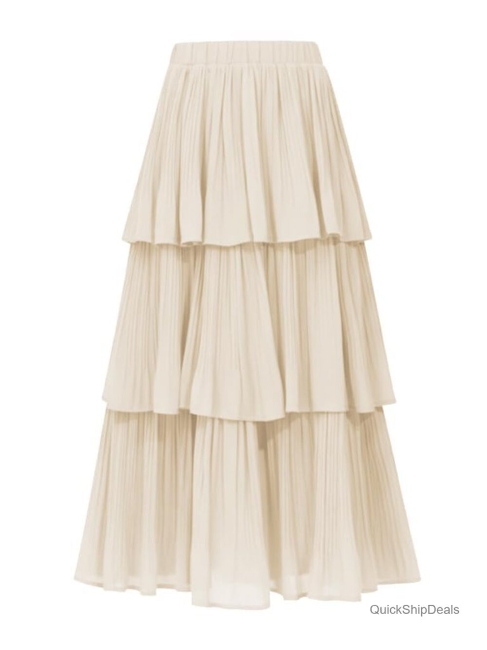 Women's Chiffon Tiered Ruffle Maxi Skirt High Waist A-Line Flared